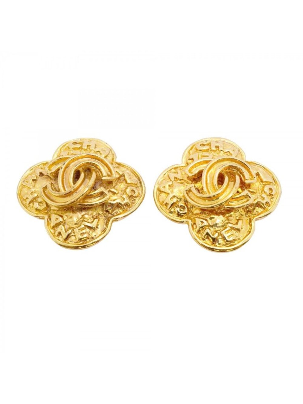 Chanel Earrings Vintage CC Logo Gold Plated